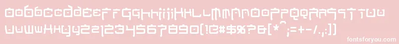 NipponTechCondensed-fontti – valkoiset fontit vaaleanpunaisella taustalla