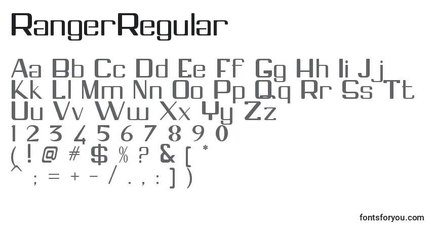 A fonte RangerRegular – alfabeto, números, caracteres especiais
