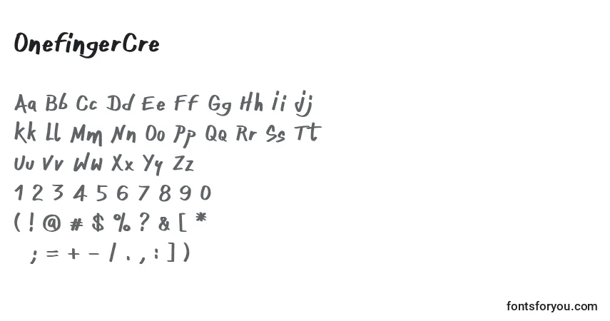 Schriftart OnefingerCre – Alphabet, Zahlen, spezielle Symbole