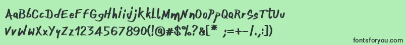 フォントOnefingerCre – 緑の背景に黒い文字