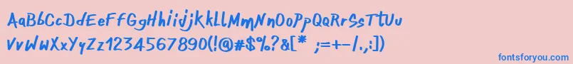 OnefingerCre Font – Blue Fonts on Pink Background