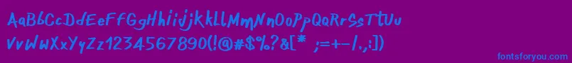 フォントOnefingerCre – 紫色の背景に青い文字