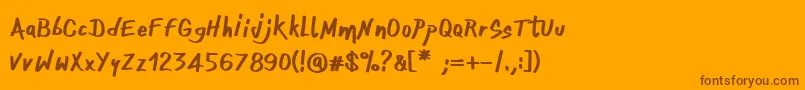 フォントOnefingerCre – オレンジの背景に茶色のフォント