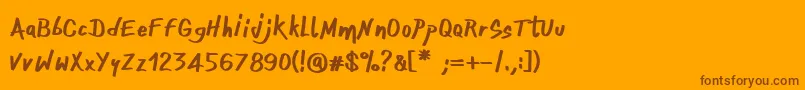 OnefingerCre Font – Brown Fonts on Orange Background