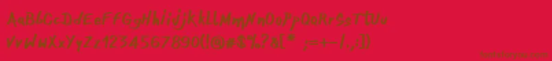 OnefingerCre-Schriftart – Braune Schriften auf rotem Hintergrund