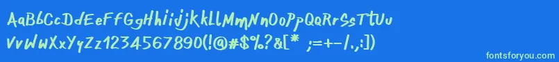 OnefingerCre Font – Green Fonts on Blue Background