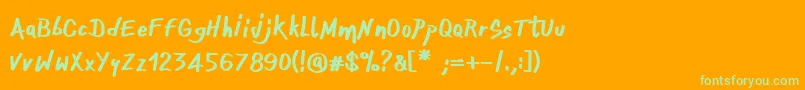 OnefingerCre Font – Green Fonts on Orange Background