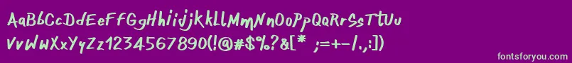 Шрифт OnefingerCre – зелёные шрифты на фиолетовом фоне