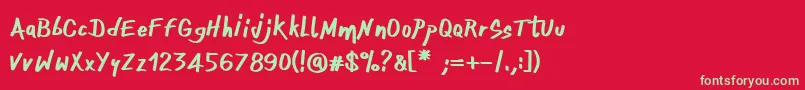 OnefingerCre Font – Green Fonts on Red Background