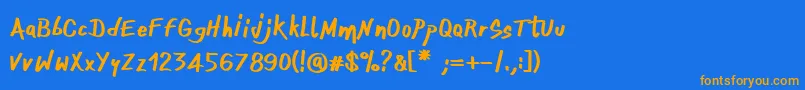 OnefingerCre Font – Orange Fonts on Blue Background