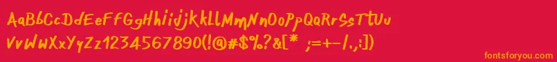 OnefingerCre Font – Orange Fonts on Red Background