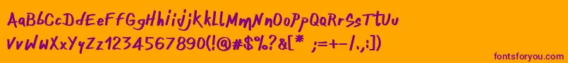 OnefingerCre Font – Purple Fonts on Orange Background