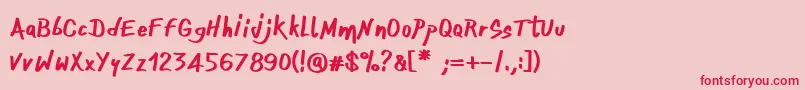 OnefingerCre Font – Red Fonts on Pink Background