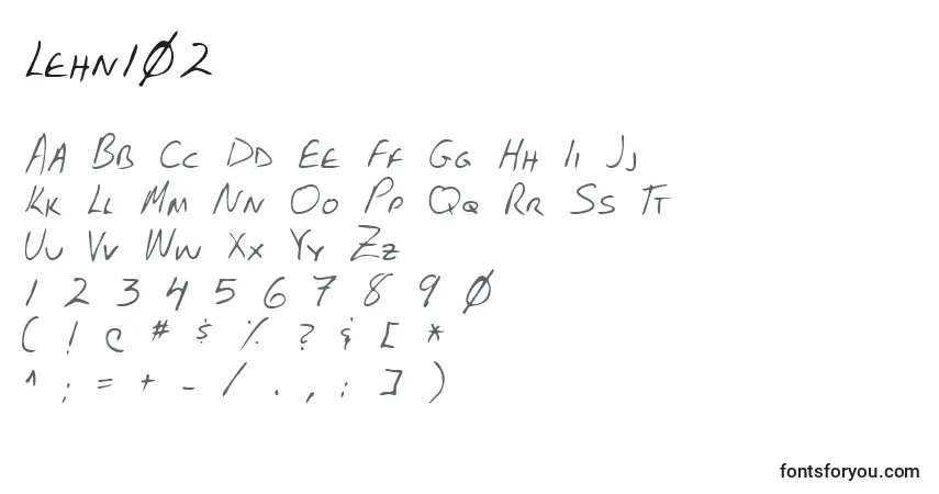 Czcionka Lehn102 – alfabet, cyfry, specjalne znaki