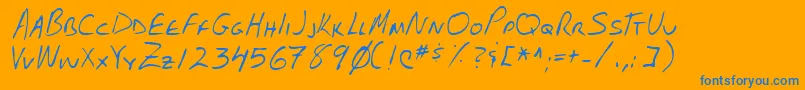 Lehn102 Font – Blue Fonts on Orange Background