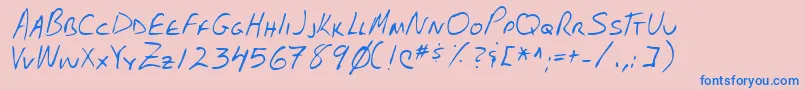 Lehn102 Font – Blue Fonts on Pink Background