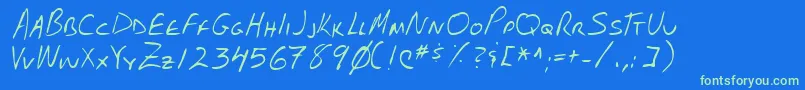 Lehn102 Font – Green Fonts on Blue Background