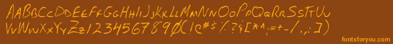 Lehn102-Schriftart – Orangefarbene Schriften auf braunem Hintergrund
