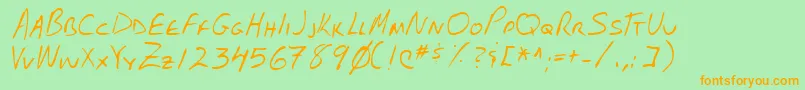 Lehn102-Schriftart – Orangefarbene Schriften auf grünem Hintergrund