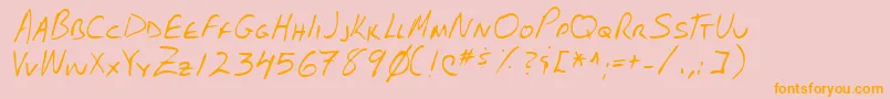Lehn102-Schriftart – Orangefarbene Schriften auf rosa Hintergrund