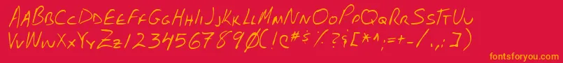 フォントLehn102 – 赤い背景にオレンジの文字