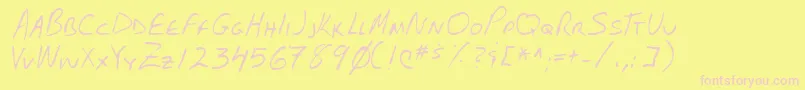 Lehn102-fontti – vaaleanpunaiset fontit keltaisella taustalla