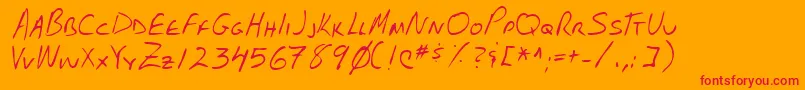 Lehn102-Schriftart – Rote Schriften auf orangefarbenem Hintergrund