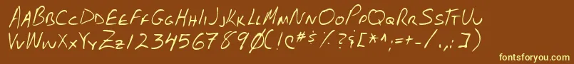 Lehn102-fontti – keltaiset fontit ruskealla taustalla