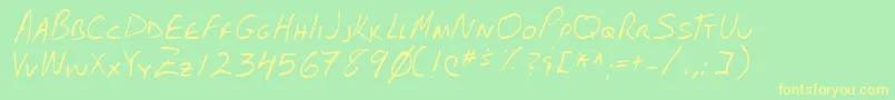 Lehn102-fontti – keltaiset fontit vihreällä taustalla