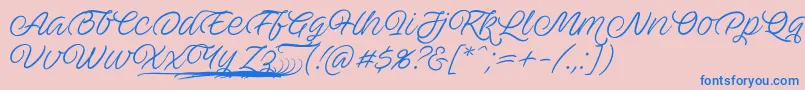 フォントAveutanPersonalUse – ピンクの背景に青い文字