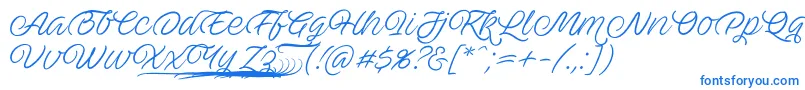 AveutanPersonalUse-Schriftart – Blaue Schriften auf weißem Hintergrund