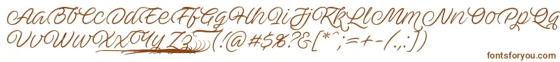 AveutanPersonalUse-Schriftart – Braune Schriften auf weißem Hintergrund