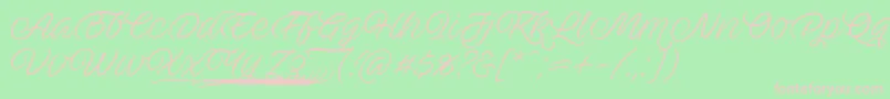 フォントAveutanPersonalUse – 緑の背景にピンクのフォント