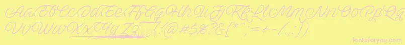 AveutanPersonalUse-Schriftart – Rosa Schriften auf gelbem Hintergrund