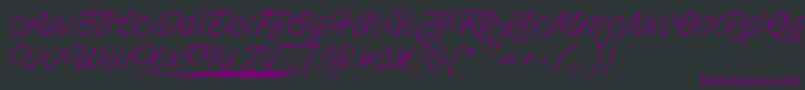 AveutanPersonalUse-fontti – violetit fontit mustalla taustalla