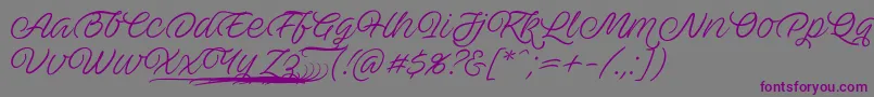 フォントAveutanPersonalUse – 紫色のフォント、灰色の背景