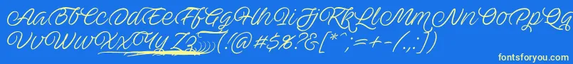 AveutanPersonalUse Font – Yellow Fonts on Blue Background