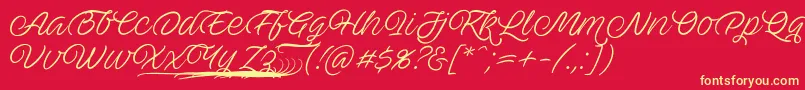 AveutanPersonalUse Font – Yellow Fonts on Red Background