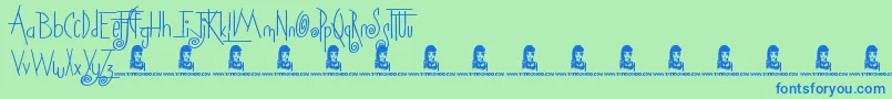 Squicky Font – Blue Fonts on Green Background
