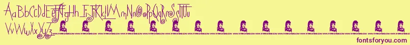 Squicky-Schriftart – Violette Schriften auf gelbem Hintergrund