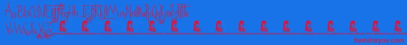 フォントSquicky – 赤い文字の青い背景
