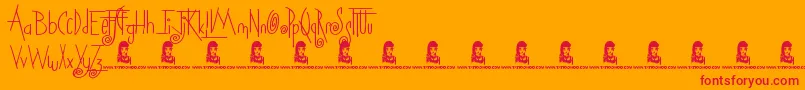 Fonte Squicky – fontes vermelhas em um fundo laranja