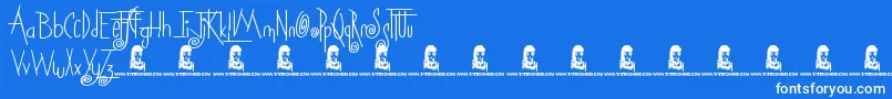 Squicky-Schriftart – Weiße Schriften auf blauem Hintergrund