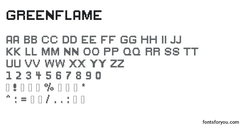Greenflame-fontti – aakkoset, numerot, erikoismerkit