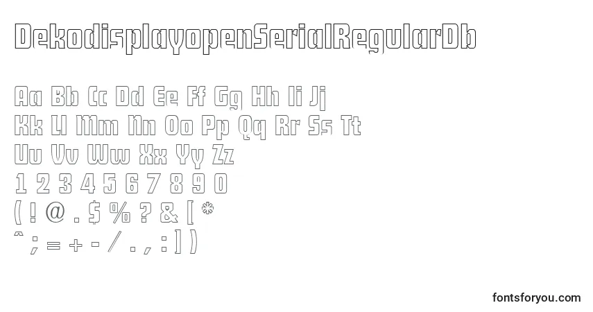 DekodisplayopenSerialRegularDb-fontti – aakkoset, numerot, erikoismerkit