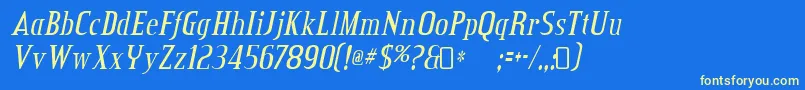 Fonte Creditvalley Italic – fontes amarelas em um fundo azul