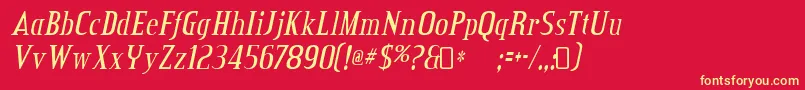 Fonte Creditvalley Italic – fontes amarelas em um fundo vermelho