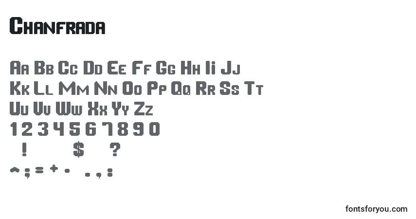 Chanfrada-fontti – aakkoset, numerot, erikoismerkit
