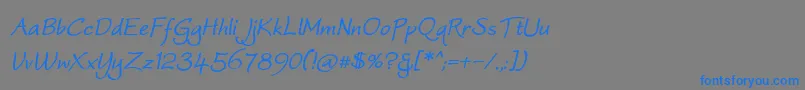 WorstveldSlingBoldOblique-Schriftart – Blaue Schriften auf grauem Hintergrund