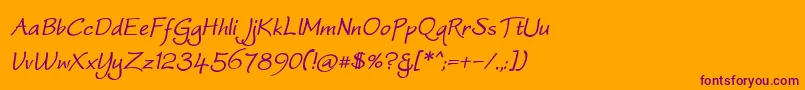 WorstveldSlingBoldOblique-Schriftart – Violette Schriften auf orangefarbenem Hintergrund
